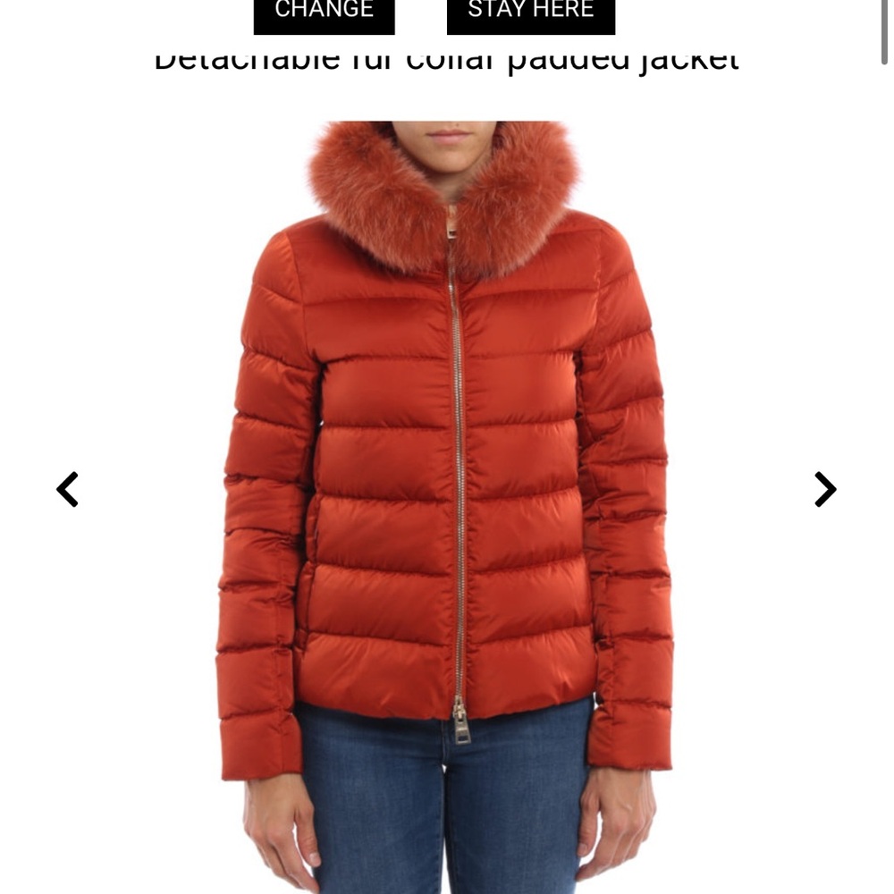 HERNO designer Orange Quilted Puffer Jacket
